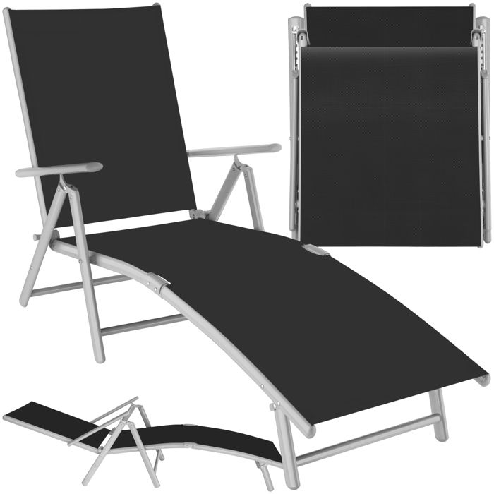 tectake bain de soleil de jardin d exterieur pliant inclinable sur 7 positions en aluminium et textilene gris clair cdiscount jardin