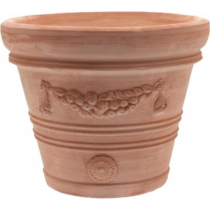 Pot de fleurs conique rond avec guirlande Festonato Terre cuite