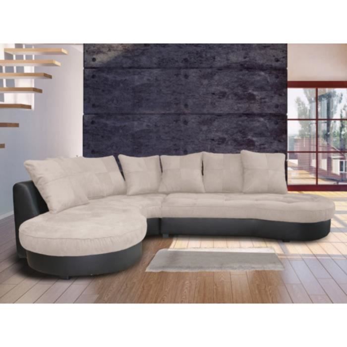 Canape D Angle Bimatiere Stephane Bicolore Beige Et Anthracite