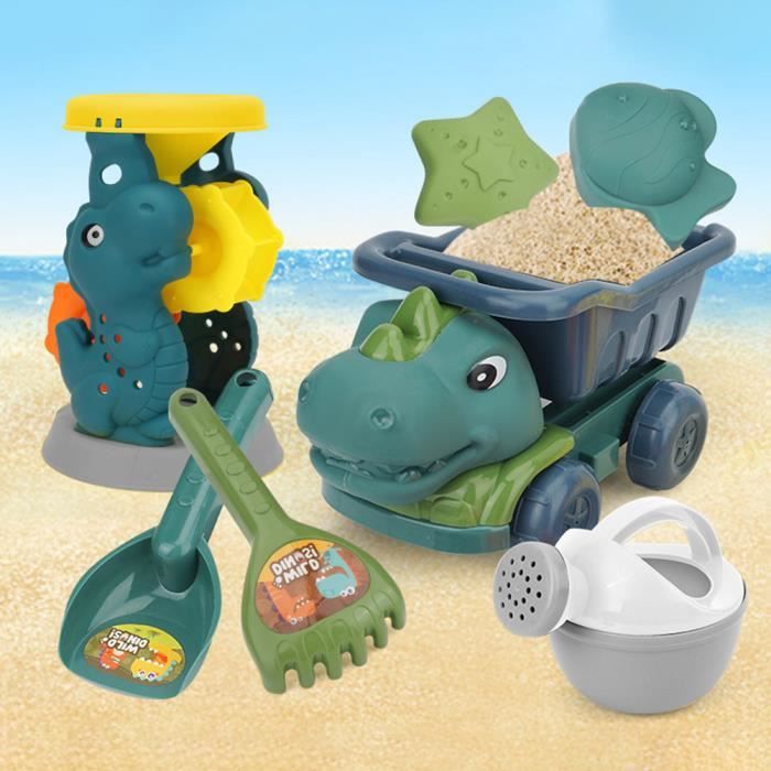 VGEBY Jouets de plage de sable pour enfants (67Bdinosaure 7pcs)Ensemble De Jouets De Plage Pour Enfants Avec Camion à jeux ressort