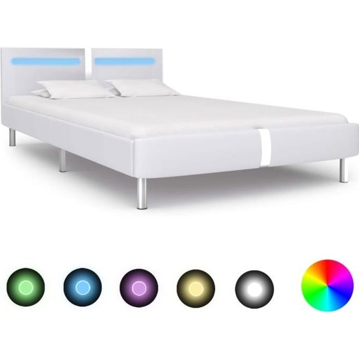 vidaxl cadre de lit blanc similicuir 120 x 200 cm chambre a coucher ameublement et decoration eng bouldermicrofinance org