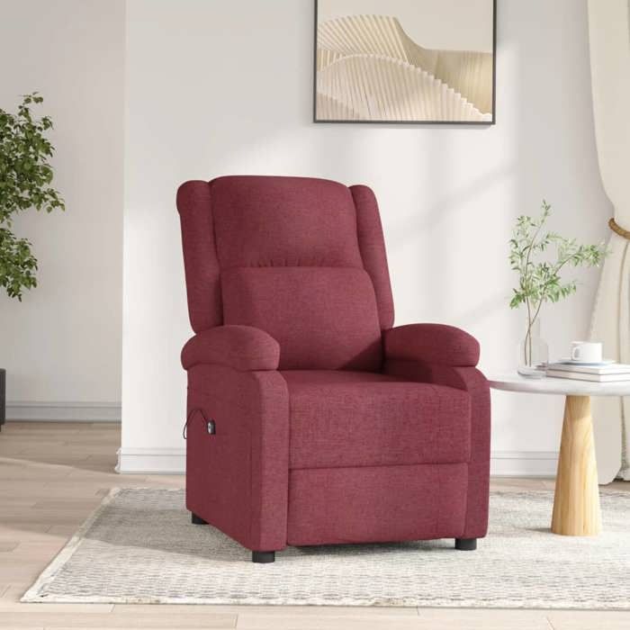 vidaXL Fauteuil inclinable électrique Rouge bordeaux Tissu 3098356
