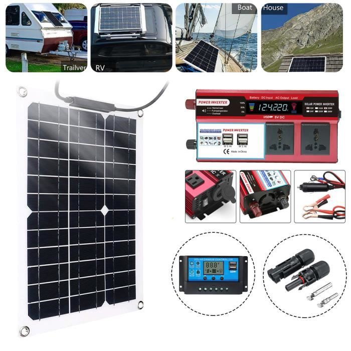 Kit Panneau Solaire 600W 18V Avec Contrôleur 100A - Portable Pour Camping-Car, Bateau Et Voiture