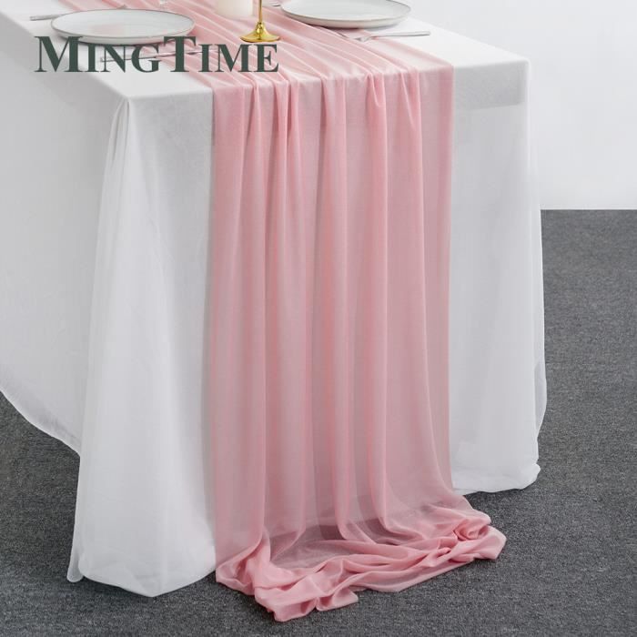 NAPPE DE TABLE ,Blush Pink-3.05M x 74cm--Chemin de Table de luxe