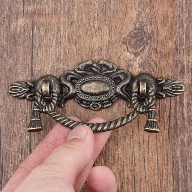 Lot De 4 Poignées De Tiroir Ou Porte Vintage En Aluminium Brossé, Gris