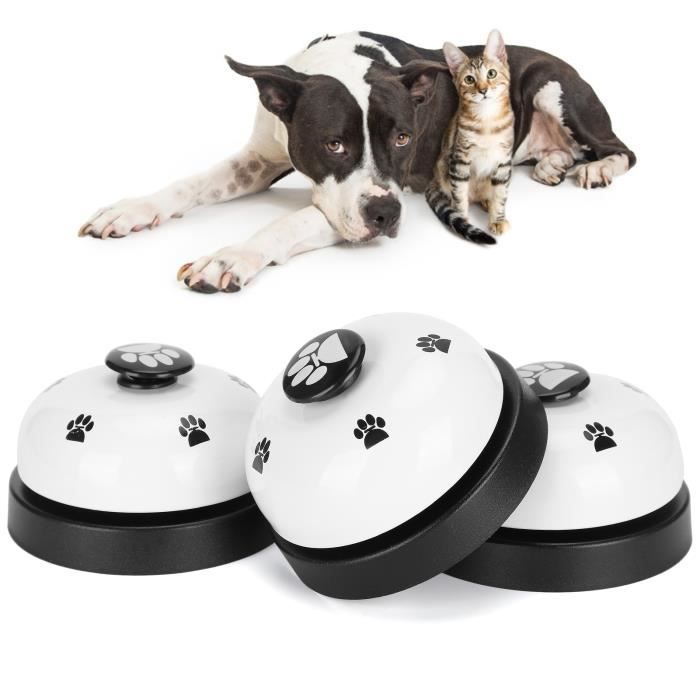 2 Cloches De Dressage Pour Chien – Blanc Et Bleu, Avec Motif Pattes, Pour Apprentissage Propreté