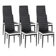 Lot de 6 chaises de salle à manger contemporaines en simili noir et blanc-1