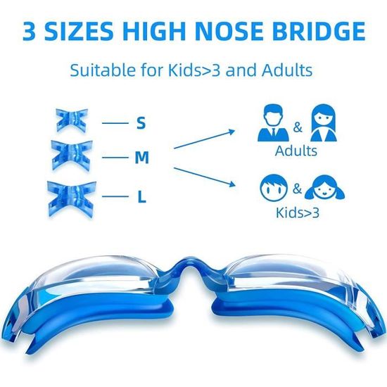 Lunettes De Natation Anti-buée - Adultes/Enfants - Vision 180° - UV Protection - Réglables