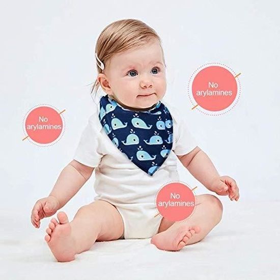 Pack 5 Bandana Bavoir Bébé - Doux Absorbant Avec Doublure Imperméable Simply Blue