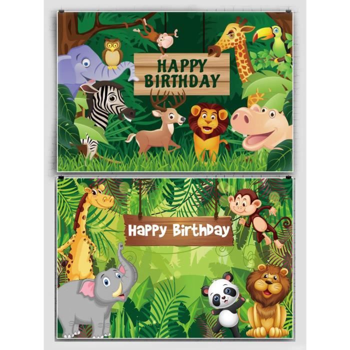 Affiche anniversaire Animaux de la Jungle version garçon
