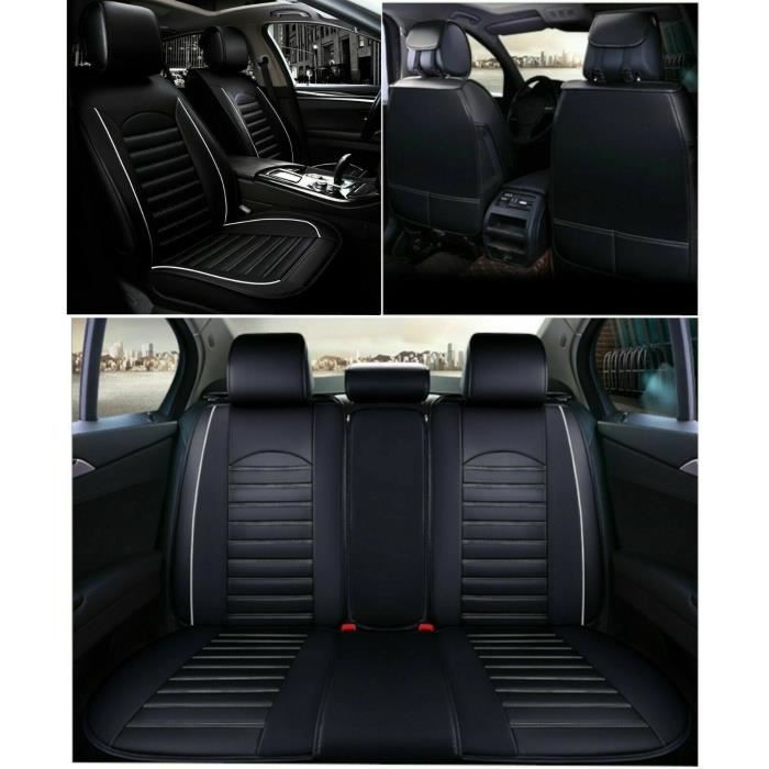 Housse De Siège Auto Simili Cuir Premium - Noir Et Gris - Compatible De Nombreux Véhicules