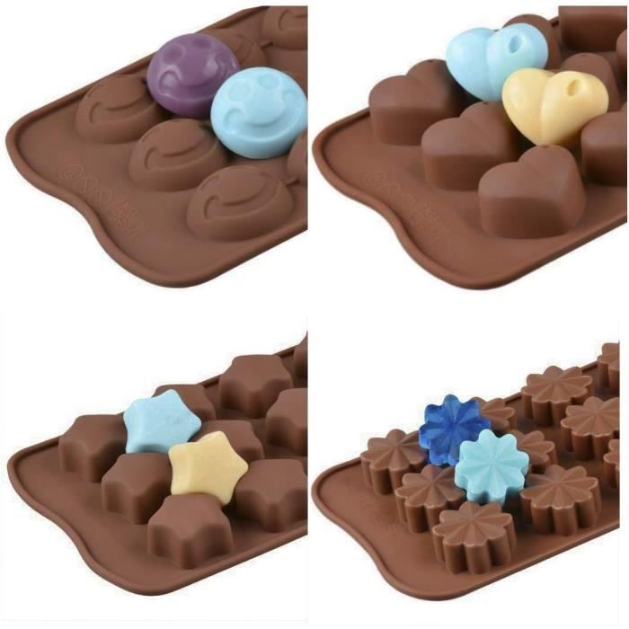 6 pièces Moules à Chocolat en Silicone, Bonbons Moule Gelée Moule  Antiadhésif Casseroles de cuisine Bacs à glaçons pour la fête Fest