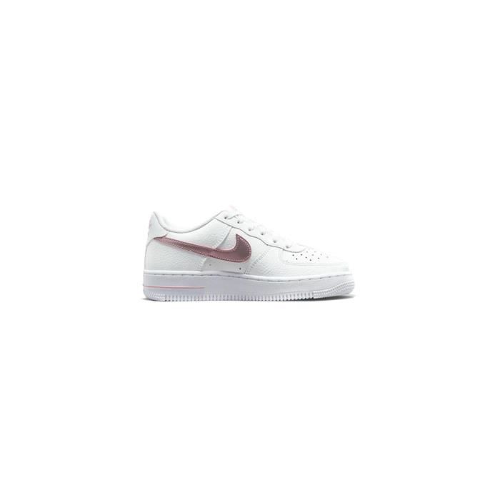 Basket Nike AIR FORCE 1 Junior Blanc et rose Tige en cuir