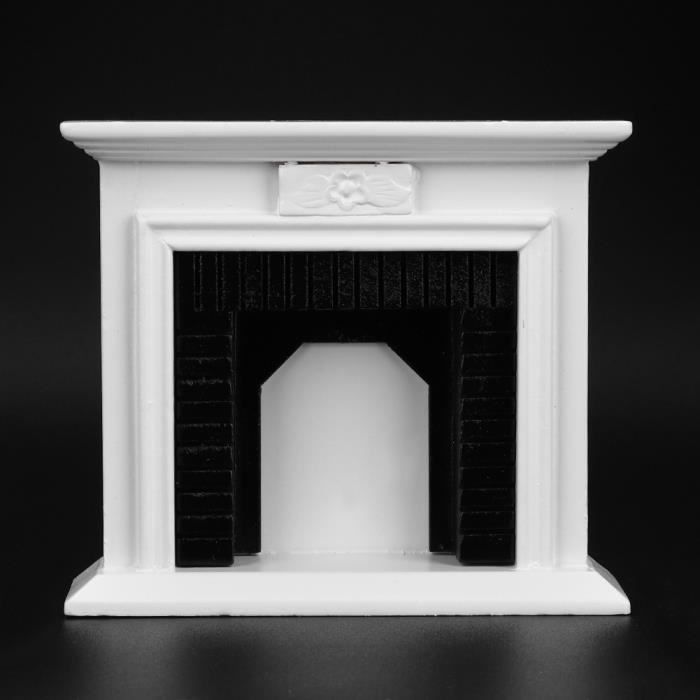 Cheminée Miniature En Bouleau Pour Maison De Poupée 1:12, Style Vintage Noir Et Blanc, Meuble Déco Rétro, 10,1 X 8,8 X 3 Cm - Cadeau Enfant Et Collectionneur