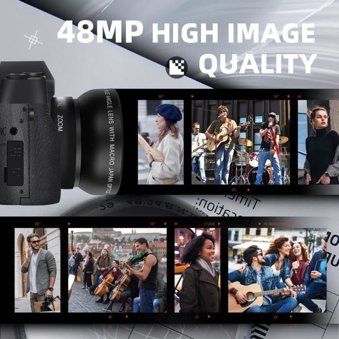 Appareil Photo numérique, caméras vidéo 4K pour la Photographie pour avec  écran IPS 3,0 à180°, Objectif Grand Angle, Objectif Macro - Cdiscount  Appareil Photo