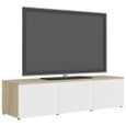 1531 Meuble TV Contemporain - Armoire TV Meuble de rangement Blanc et chêne sonoma 120x34x30 cm Aggloméré Guide®-2