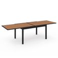 IDMARKET Salon de jardin NOUMEA table extensible 135/270 cm plateau effet bois et 12 chaises empilables noir et bois-2