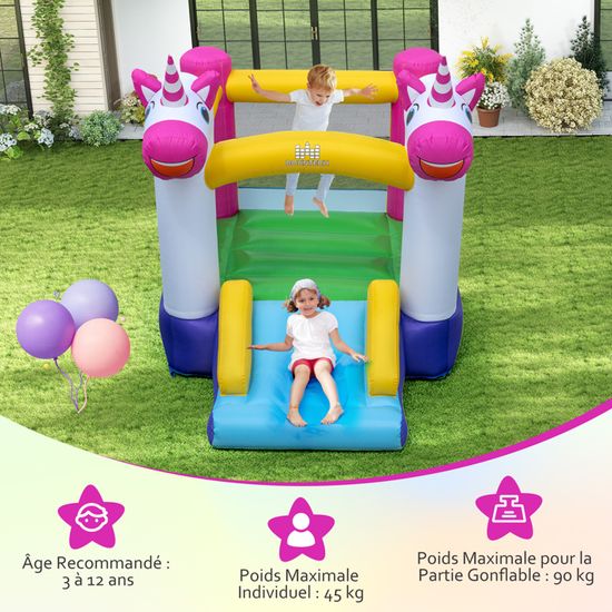 Château Gonflable Requin Costway 7 En 1 – Toboggan, Piscine, Basket, Boxe, Pour 2 Enfants De 3 à 10 Ans !