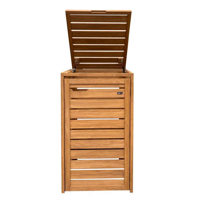Gecheer Abri Poubelle Extérieur Marron 80L - Cache Conteneur Déchets Jardin PP Imitation Bois