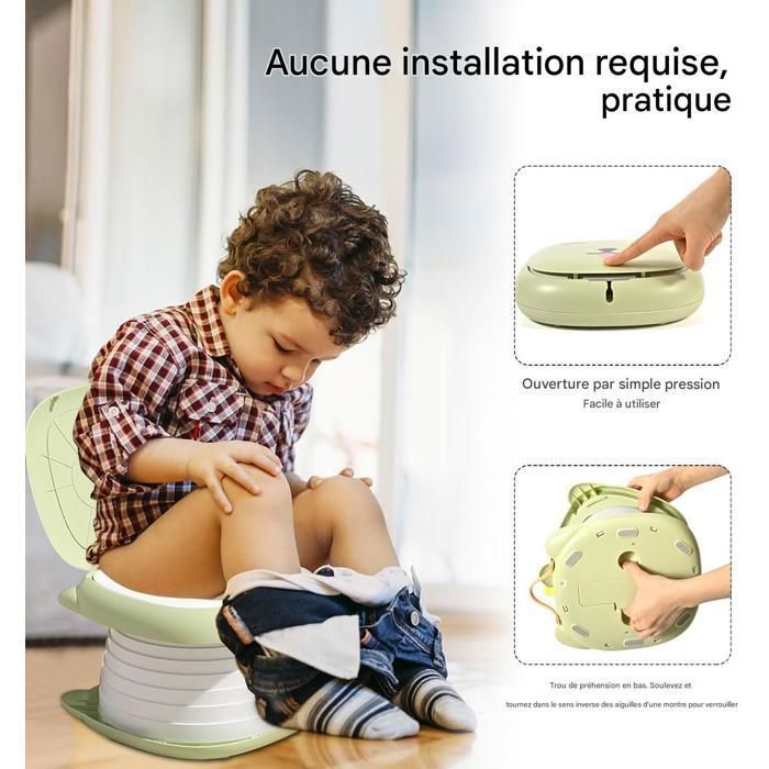 Pot De Toilette Pliable Enfant Portable – Toilettes Voyage Rosa Chat Mignon – Siège Pot 3 En 1 Pour Tout-Petits