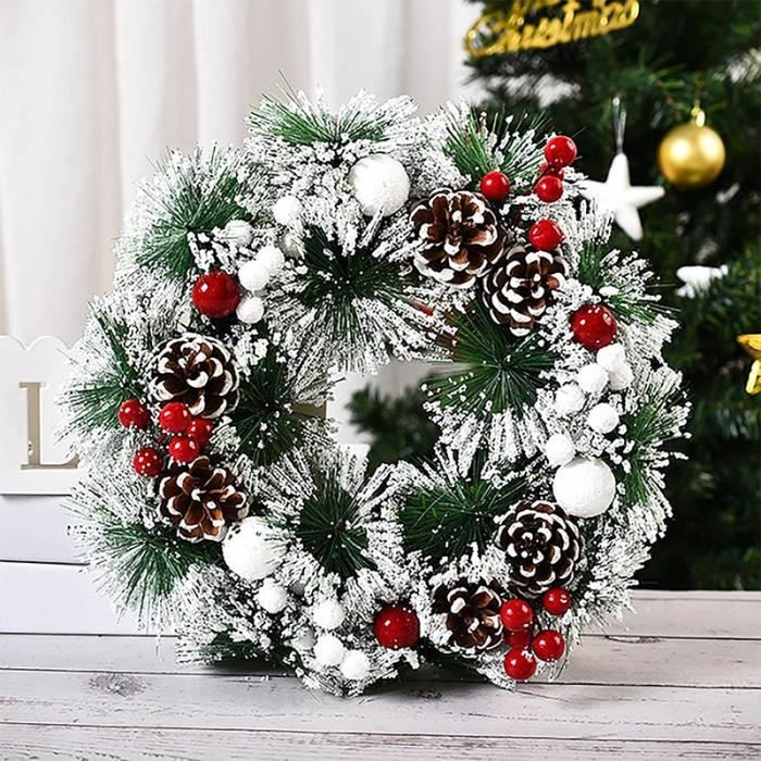Guirlande De Noël Pour Porte Extérieure - Avec Lampe à Huile, 40x40 Cm - Décoration Murale Festive - 11