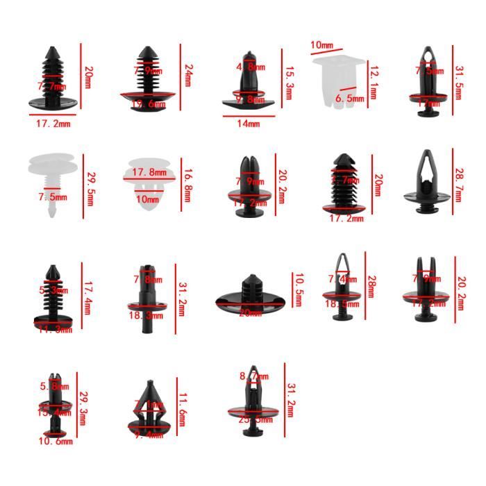 Lot De 415 Rivets Clips En Plastique Fixation Universelle Pour Voiture