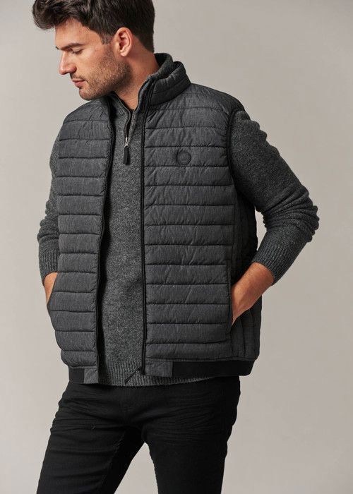 Doudoune fine sans manches DEELUXE MAC Dark Grey Homme Gris fonce Col zippe 100 polyester Gris fonce Cdiscount Pret a Porter