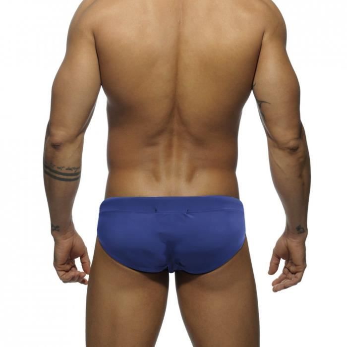 Slip De Bain Homme Taille Basse - Maillot De Bain Respirant Séchage Rapide Poche Zip, Short Moulant Couleur Unie