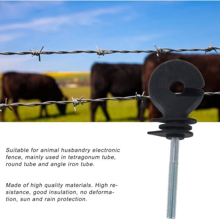 Kit De 6 Isolateurs Pour Clôture électrique APUK - Poignée Ressort 5m, Ancrage Portail