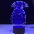 couleur 16 couleur avec télécommande Lampe LED EN 3D THÈME Mon Voisin Totoro, Parapluie Ouvert, Illusion de L-3