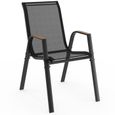 IDMARKET Salon de jardin NOUMEA table extensible 135/270 cm plateau effet bois et 12 chaises empilables noir et bois-3