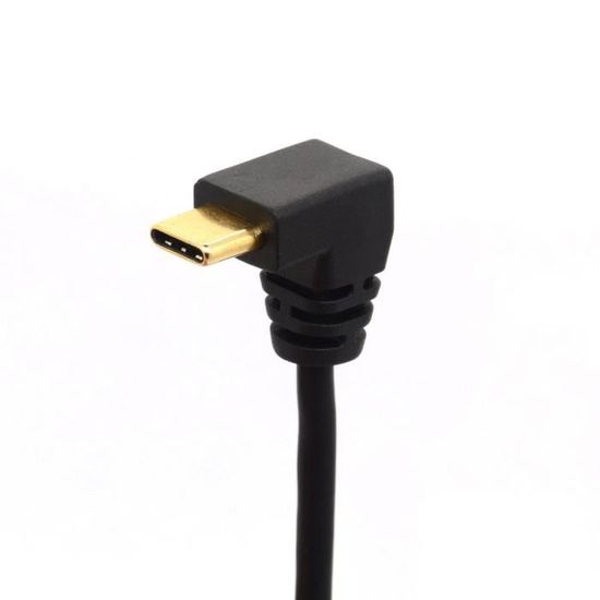 Micro USB vers type C câble, cordon USB coudé à 90 degrés C mâle