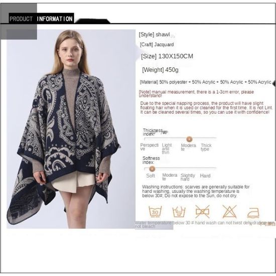 Yutdeng Hiver Poncho Châle Grand Tartan Echarpe Châle Femme Tricoté écharpe Châle de Cape Cachemire d/'imitation Douce Châle