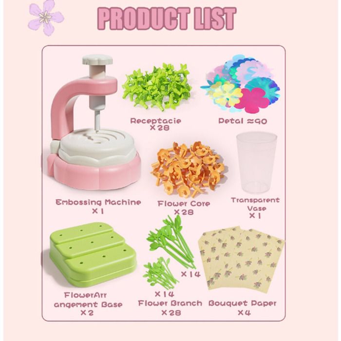 Kit Création Bouquet De Fleurs DIY Avec Machine - Jouet Créatif Pour Fille 3+ Ans, Activité Manuelle éducative
