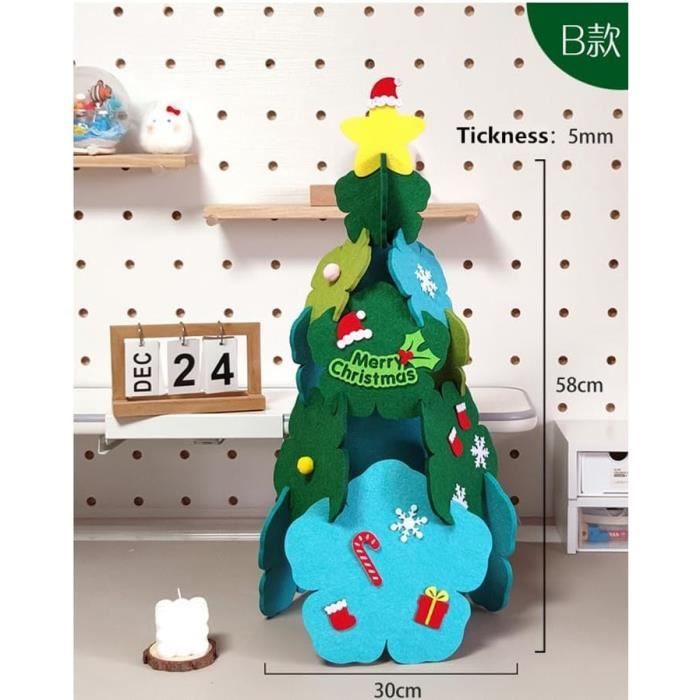 FengRise Décorations de sapin de Noël en feutre – Sapin de Noël à faire soi-même pour tout-petits enfants avec 25 décorations amovibles en bonbon en forme de bonhomme de neige, cadeau de