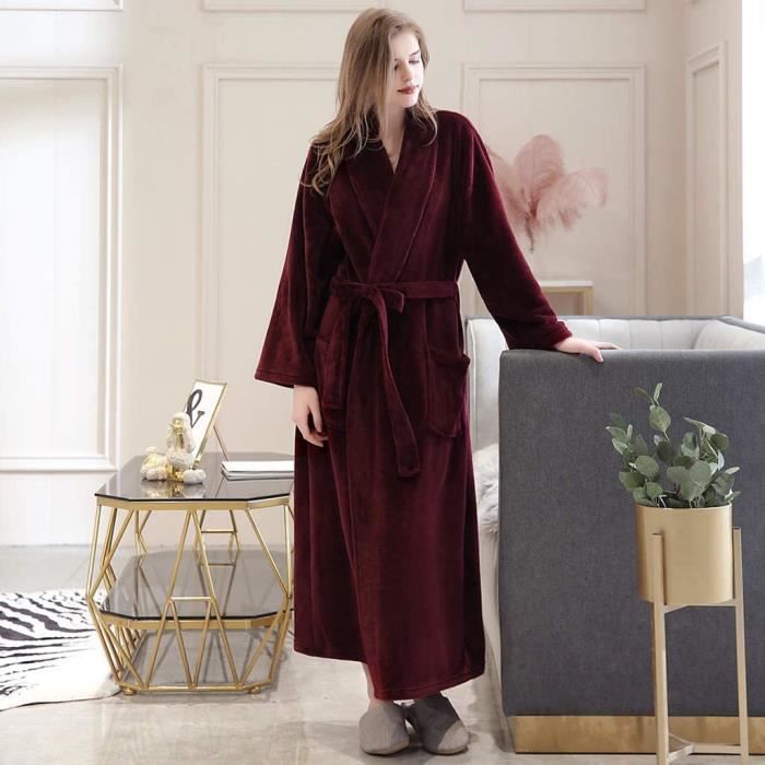 Peignoir Femme Polaire Sexy Hiver Chaud Pyjama Flanelle Chic Robe
