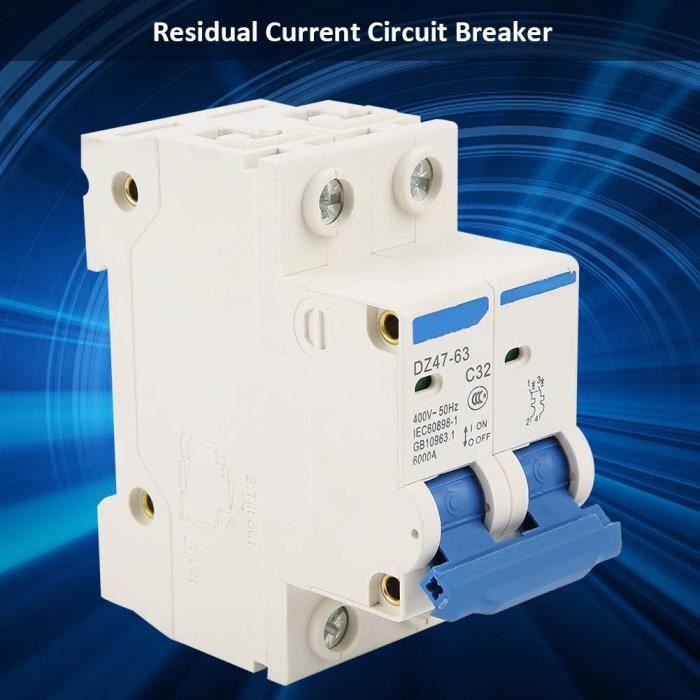 Disjoncteur à courant résiduel 2P RCCB DZ47-63 pour circuit