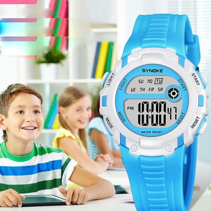 Montre enfant garçon numérique LED multifonction réveil