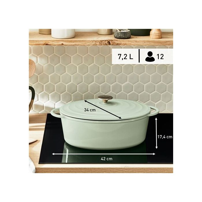Tefal Lov Cocotte ovale induction Fonte Terracotta Orange 34 cm
