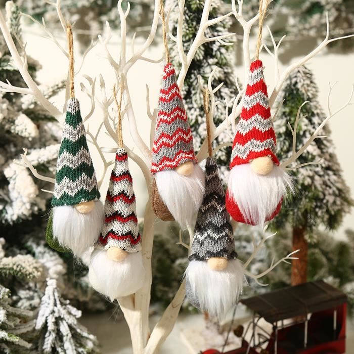 Autre décoration pour Noël-8 pcs Mini en Peluche Pendentif Arbre De Noël,  Poupée de Noël