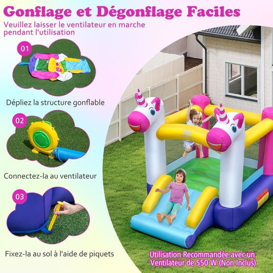Château Gonflable Pour Enfants 3-10 Ans Sur Thème De Noël Avec Toboggan Piscine Rondes A Balles Trampoline Sans Gonfleur