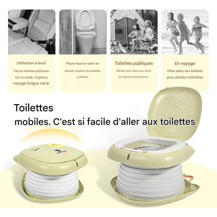 Siège Toilette Pliable Enfant – Pot Portable Voyage Camping – Gris Léger & Compact