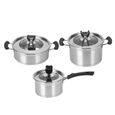 Atyhao pouvez 3pcs acier inoxydable fournitures de cuisine pot de soupe poêle à lait avec fond composé-0