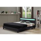 Lit LED - HABITAT ET JARDIN - Maria - Noir - 140 x 190 cm - Bois - Contreplaqué - A lattes
