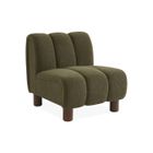 SWEEEK Fauteuil relax pieds arrondis en bois et tissu bouclette kaki foncé