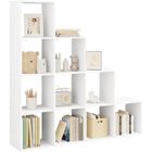 WOLTU Bibliothèque à 10 Compartiments, Étagère de Rangement, Étagère Escalier en Bois d’ingénierie, 136x29x136cm, Blanc W0ITT0099
