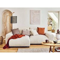 Canapé d'angle réversible en velours côtelé beige - Lisa Design - Garance - 4 places
