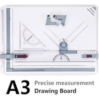 A3 Planche à Dessin, NetBoat Drawing Board Metric System 51 x 36.5 cm Table à Dessin avec Mouvement Parallèle, Angle Réglable
