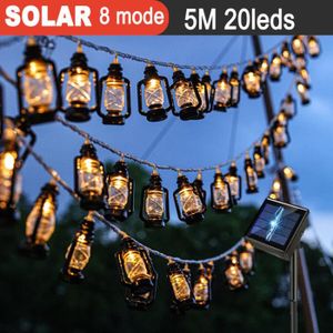 GUIRLANDE LUMINEUSE INT Solaire-5M 20LED-Guirxiété lumineuse solaire LED avec ampoule dégradée, lampe extérieure, décoration de Noël