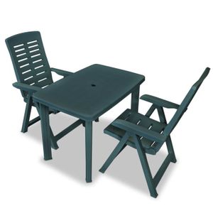 Ensemble table et chaise de jardin Ensemble de bistro 3 pcs - CHEZ SHOP® - Mobilier de jardin en plastique vert - Qualité supérieure